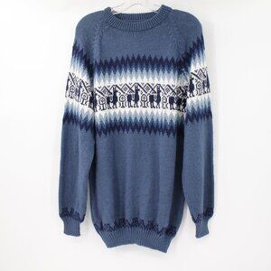 alpaca peru sweater men's M/L long sleeve knit print crew neck jumper native